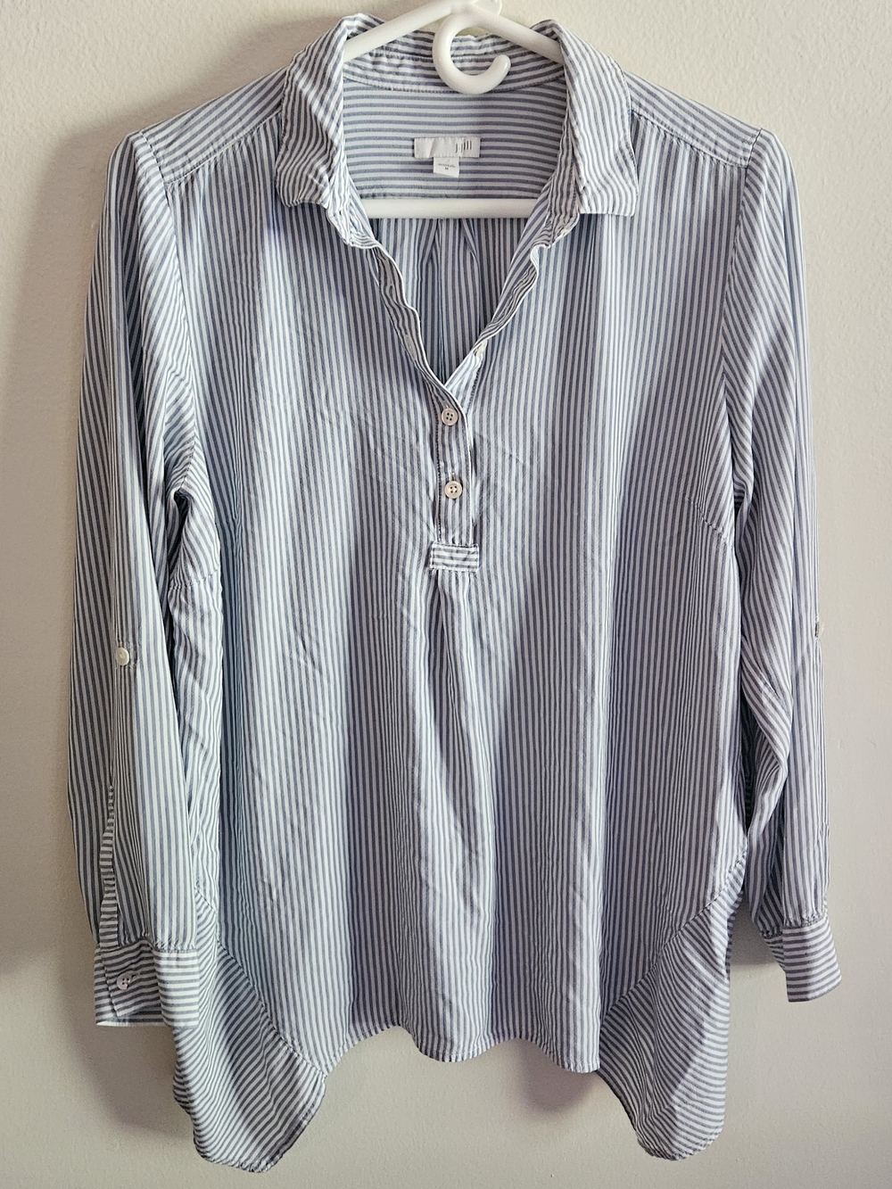 J. Jill Blue and White Striped Shirt/ Blouse .Work Wear, Casual, Preppy